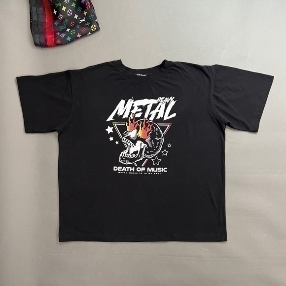 Heavy Metal Skull Fire Star Tee - Picture 1 of 5